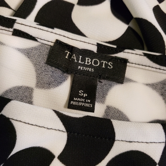 Talbots Faux Wrap Sheath Dress Stretch Black & White Petite S - Picture 5 of 9